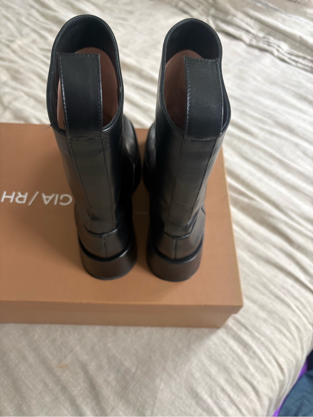 Gia Borghini GIA / RHW Black Leather Ankle Booties